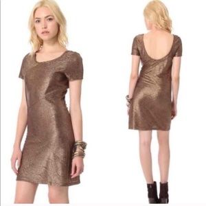 Free People Bronze Metallic Body Con Dress
